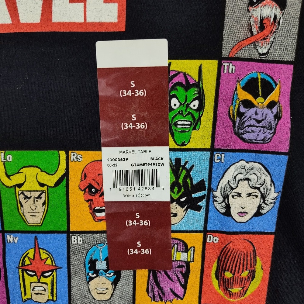 ✅🆕🚨👕Marvel‎ Heros T-Shirt Mens S Chemistry Black Graphic Periodic📸SEE📏🚨📸 - Picture 10 of 13